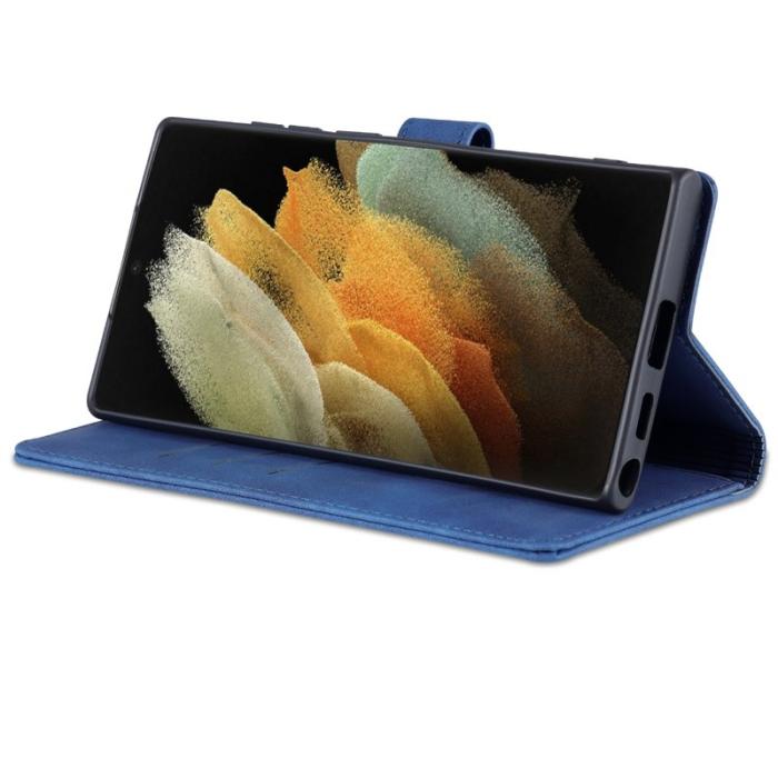 AZNS - AZNS Samsung Galaxy S24 Ultra Fodral Äkta läder - Blå