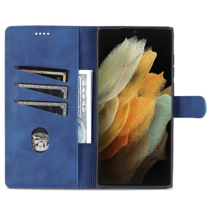 AZNS - AZNS Samsung Galaxy S24 Ultra Fodral Äkta läder - Blå