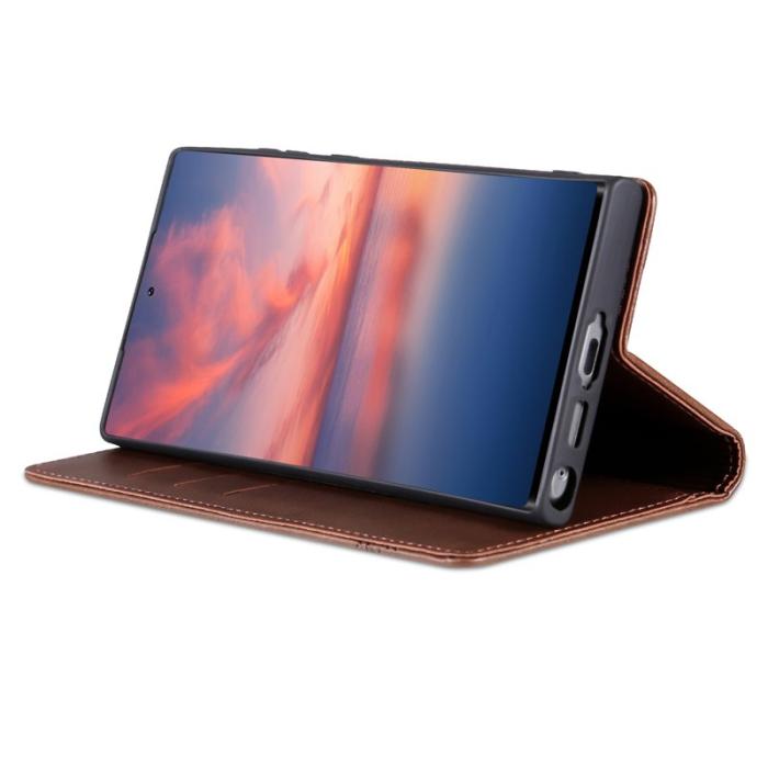 AZNS - AZNS Samsung Galaxy S24 Ultra Fodral Äkta läder - Kaffe