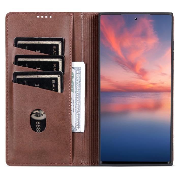 AZNS - AZNS Samsung Galaxy S24 Ultra Fodral Äkta läder - Kaffe