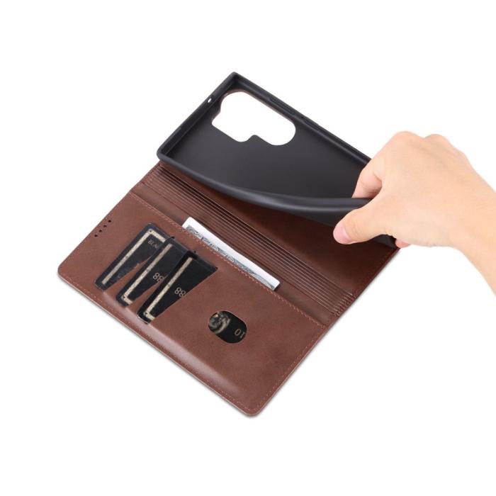 AZNS - AZNS Samsung Galaxy S24 Ultra Fodral Äkta läder - Kaffe