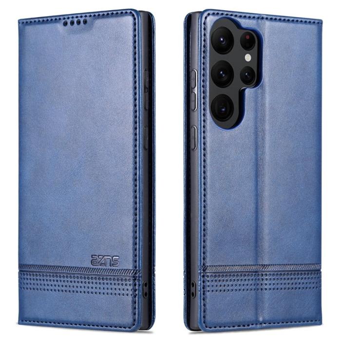 AZNS - AZNS Samsung Galaxy S24 Ultra Fodral Äkta läder - Mörkblå