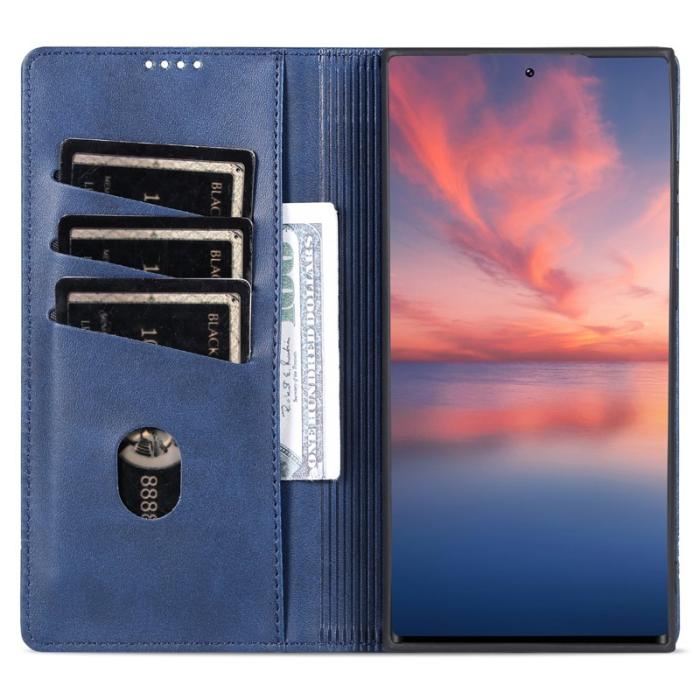 AZNS - AZNS Samsung Galaxy S24 Ultra Fodral Äkta läder - Mörkblå