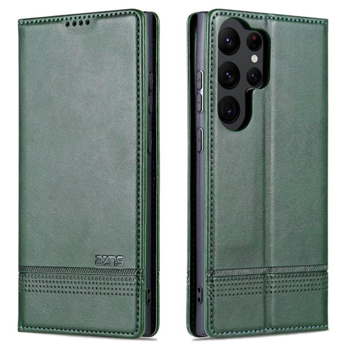 AZNS - AZNS Samsung Galaxy S24 Ultra Fodral - Äkta läder - Mörkgrön