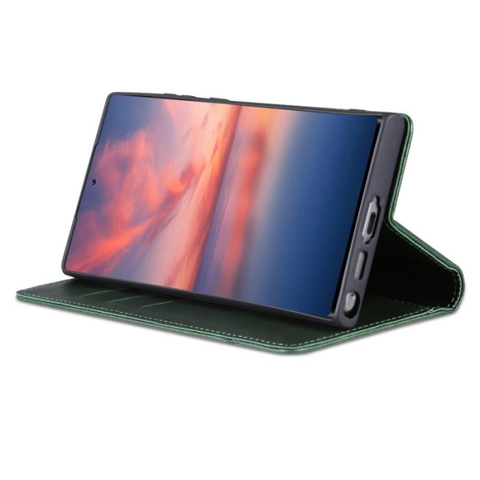 AZNS - AZNS Samsung Galaxy S24 Ultra Fodral - Äkta läder - Mörkgrön