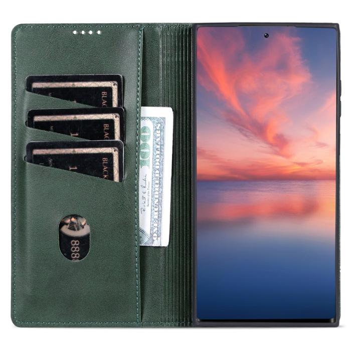 AZNS - AZNS Samsung Galaxy S24 Ultra Fodral - Äkta läder - Mörkgrön