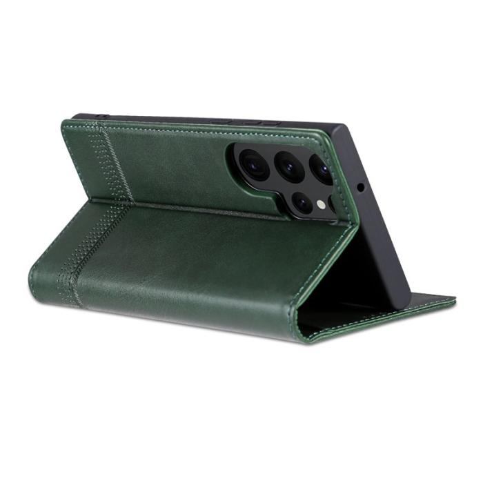 AZNS - AZNS Samsung Galaxy S24 Ultra Fodral - Äkta läder - Mörkgrön