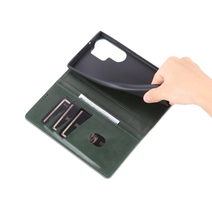 AZNS - AZNS Samsung Galaxy S24 Ultra Fodral - Äkta läder - Mörkgrön