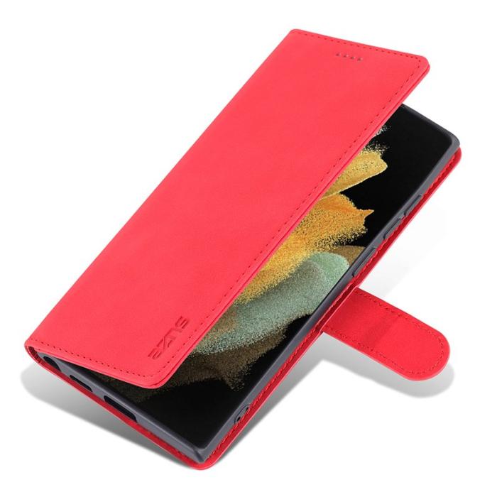 AZNS - AZNS Samsung Galaxy S24 Ultra Fodral Äkta läder - Röd