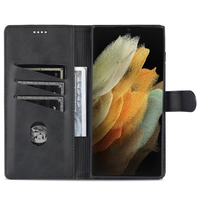 AZNS - AZNS Samsung Galaxy S24 Ultra Fodral Äkta läder - Svart