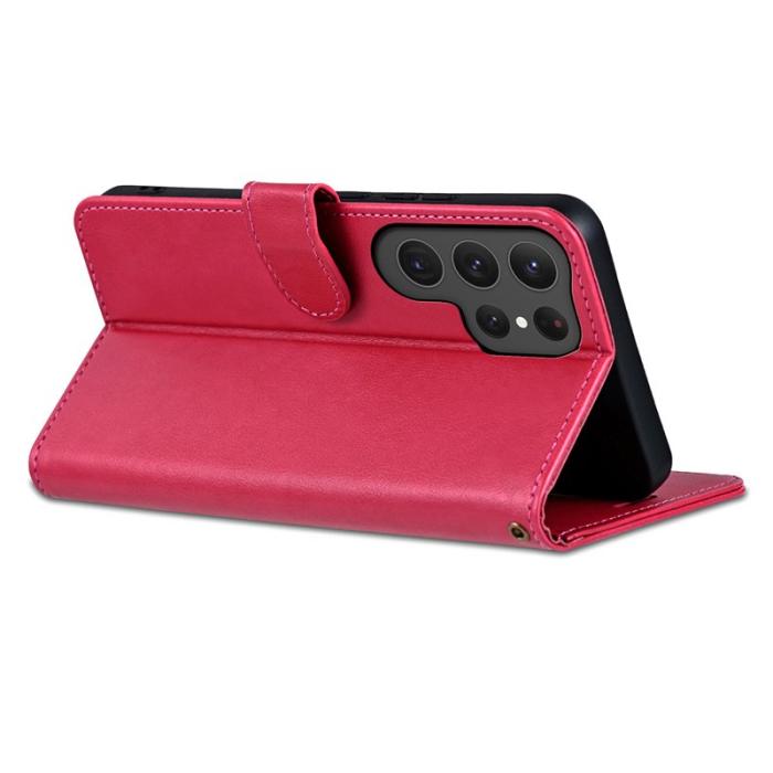 AZNS - AZNS Samsung Galaxy S24 Ultra Fodral Anti-Scratch PU Läder - Röd