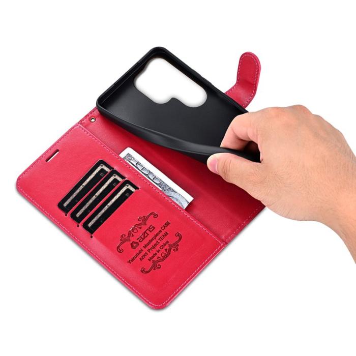 AZNS - AZNS Samsung Galaxy S24 Ultra Fodral Anti-Scratch PU Läder - Röd