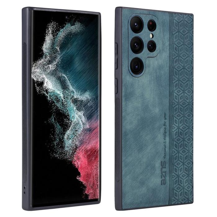 AZNS - AZNS Samsung Galaxy S24 Ultra Fodral Imprint PU Läder - Grön