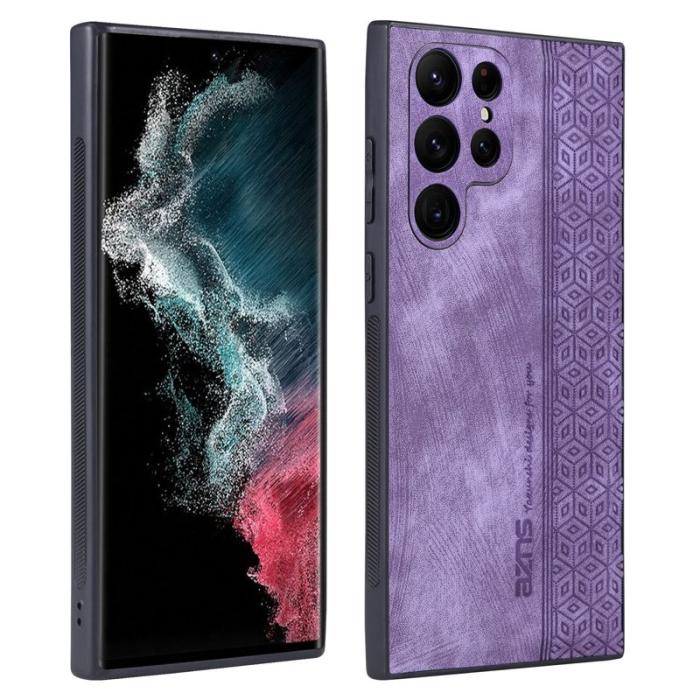 AZNS - AZNS Samsung Galaxy S24 Ultra Fodral Imprint PU Läder - Lila