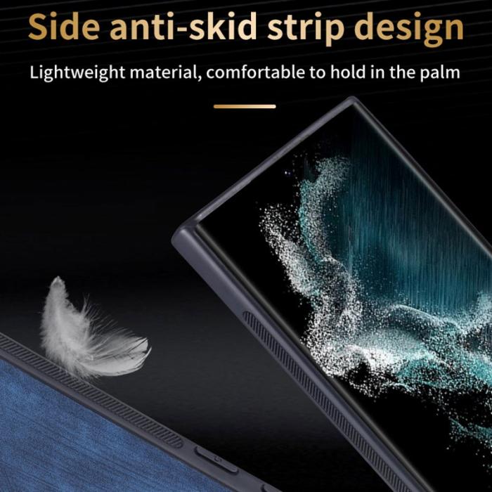 AZNS - AZNS Samsung Galaxy S24 Ultra Fodral Imprint PU Läder - Svart