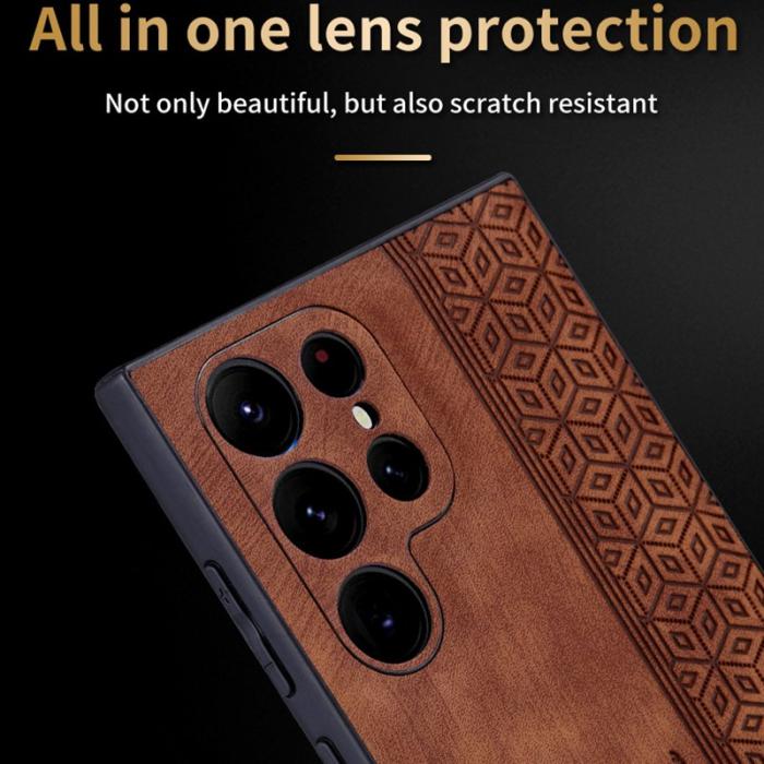 AZNS - AZNS Samsung Galaxy S24 Ultra Fodral Imprint PU Läder - Svart