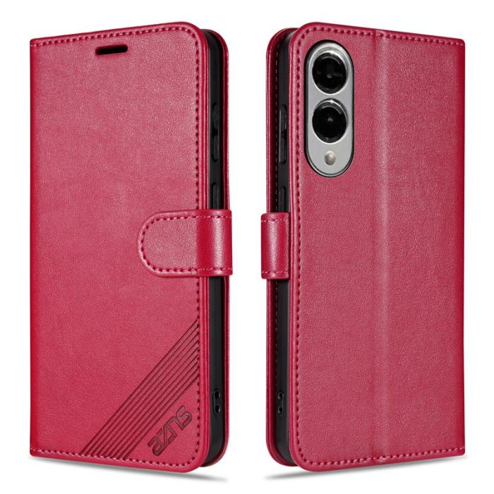 AZNS - AZNS Samsung Galaxy S25 Edge Fodral Anti-Scratch PU Läder - Röd