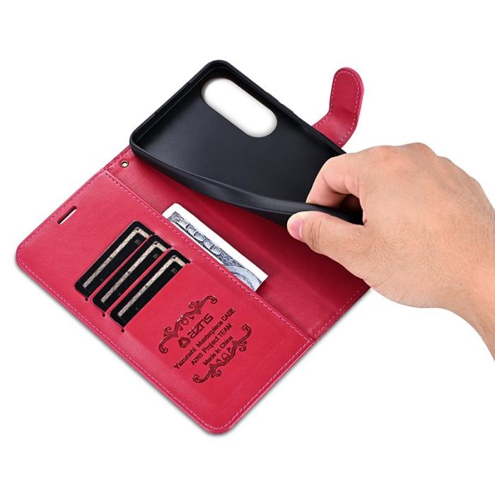 AZNS - AZNS Samsung Galaxy S25 Edge Fodral Anti-Scratch PU Läder - Röd