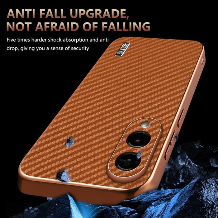 AZNS - AZNS Samsung Galaxy S25 Edge Fodral - Elektropläterad Kolfiber PU + TPU - Brun