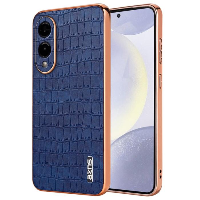 AZNS - AZNS Samsung Galaxy S25 Edge Fodral - Elektropläterad Krokodil PU - Blå