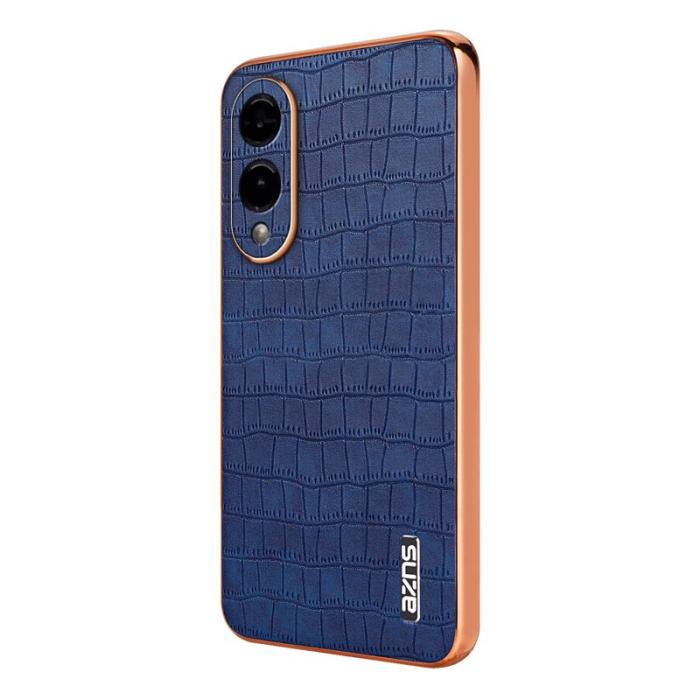 AZNS - AZNS Samsung Galaxy S25 Edge Fodral - Elektropläterad Krokodil PU - Blå