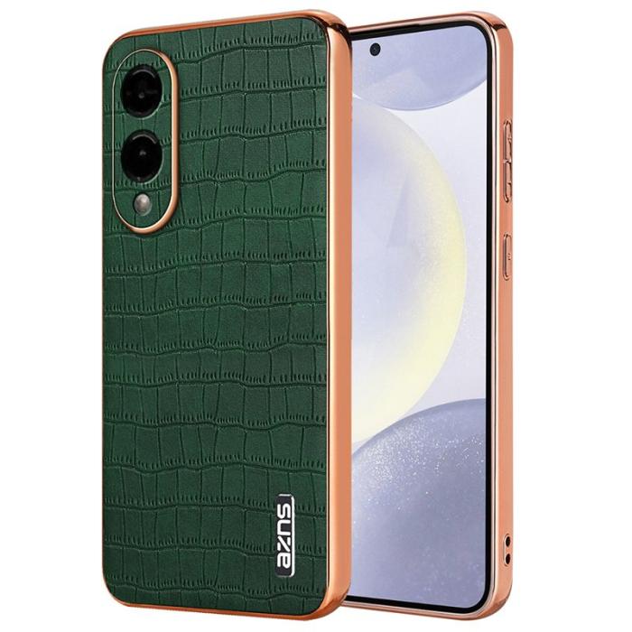 AZNS - AZNS Samsung Galaxy S25 Edge Fodral - Elektroplätering Krokodil PU + TPU - Grön