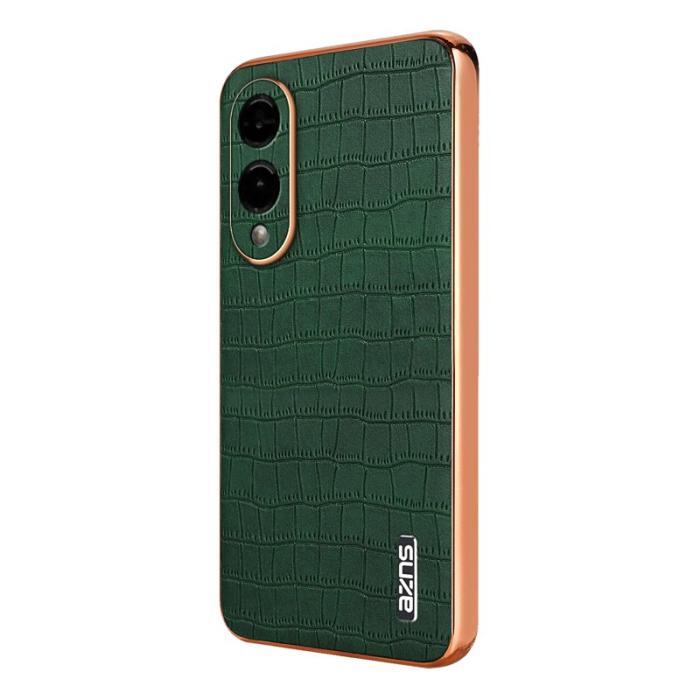 AZNS - AZNS Samsung Galaxy S25 Edge Fodral - Elektroplätering Krokodil PU + TPU - Grön