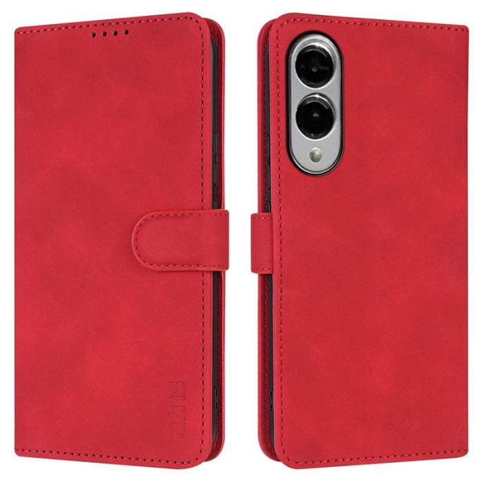 AZNS - AZNS Samsung Galaxy S25 Edge Fodral PU Läder Plånbok - Röd