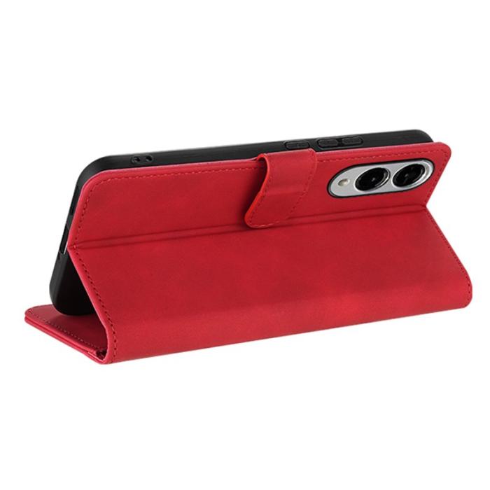 AZNS - AZNS Samsung Galaxy S25 Edge Fodral PU Läder Plånbok - Röd