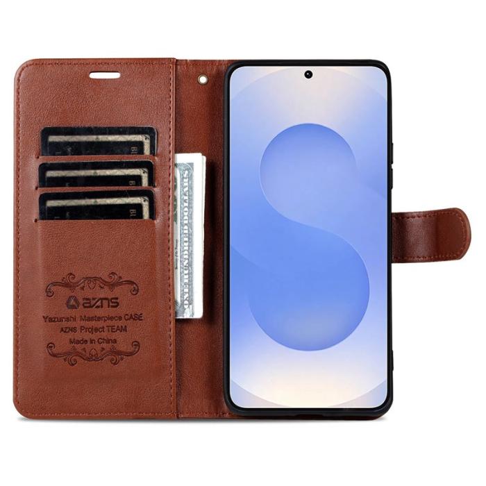 AZNS - AZNS Samsung Galaxy S25 FE Fodral Anti-Scratch PU Läder - Brun