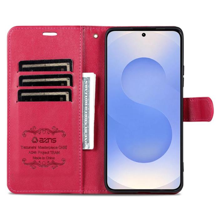 AZNS - AZNS Samsung Galaxy S25 FE Fodral Anti-Scratch PU Läder - Röd