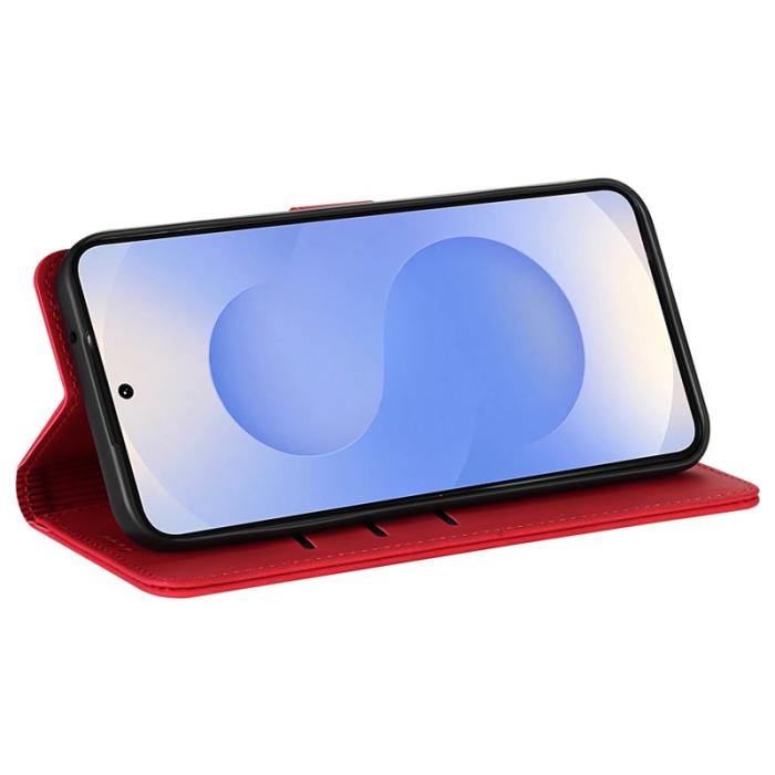 AZNS - AZNS Samsung Galaxy S25 FE Fodral PU Läder Plånboksfodral - Röd