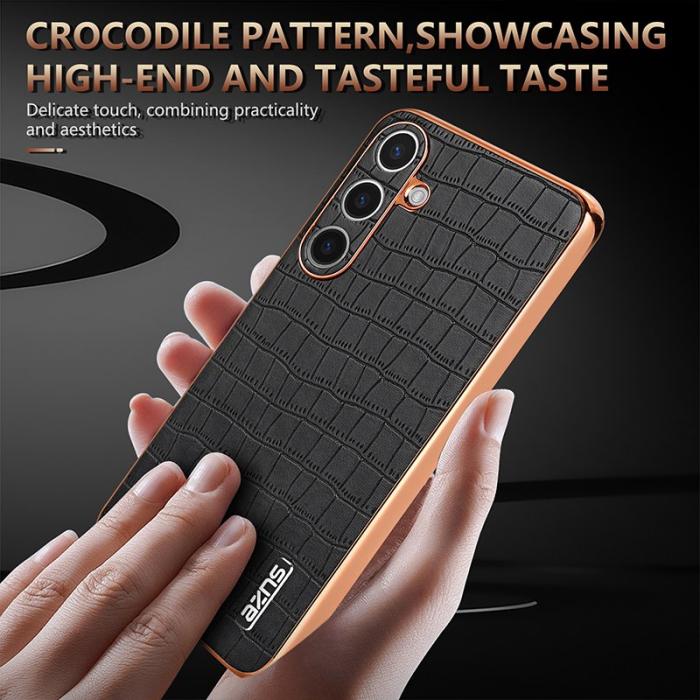AZNS - AZNS Samsung Galaxy S25 Fodral Electroplating Krokodil PU+TPU - Brun