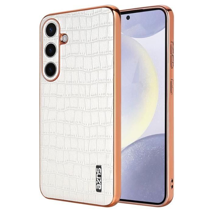 AZNS - AZNS Samsung Galaxy S25 Fodral Electroplating Krokodil PU+TPU - Vit