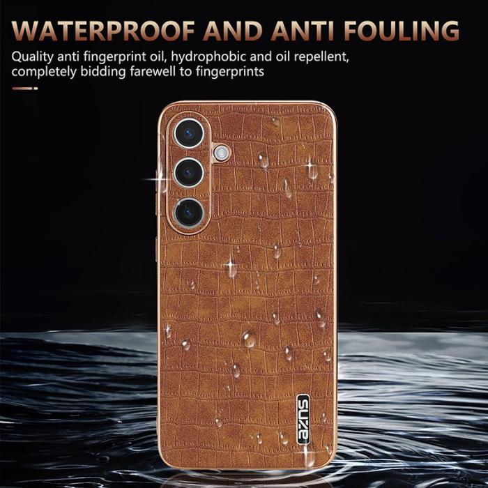 AZNS - AZNS Samsung Galaxy S25 Fodral Electroplating Krokodil PU+TPU - Vit