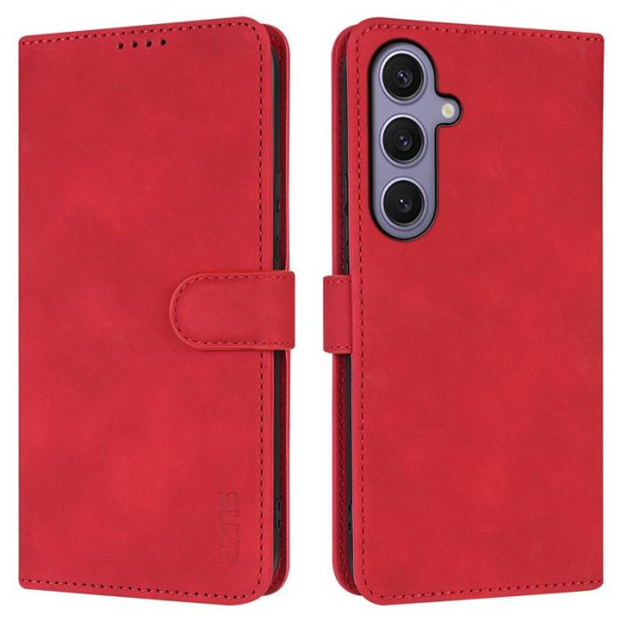 AZNS - AZNS Samsung Galaxy S25+ Fodral PU Läder Plånboksfodral - Röd