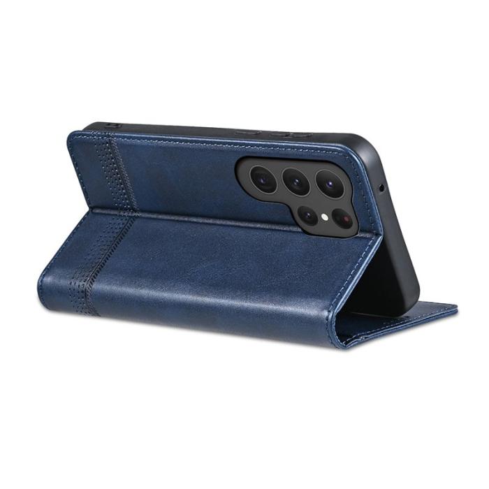 AZNS - AZNS Samsung Galaxy S25 Ultra Fodral Äkta läder - Blå