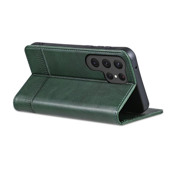 AZNS - AZNS Samsung Galaxy S25 Ultra Fodral Äkta läder - Grön