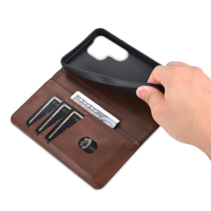 AZNS - AZNS Samsung Galaxy S25 Ultra Fodral Äkta läder - Kaffe