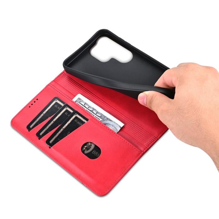 AZNS - AZNS Samsung Galaxy S25 Ultra Fodral Äkta läder - Röd