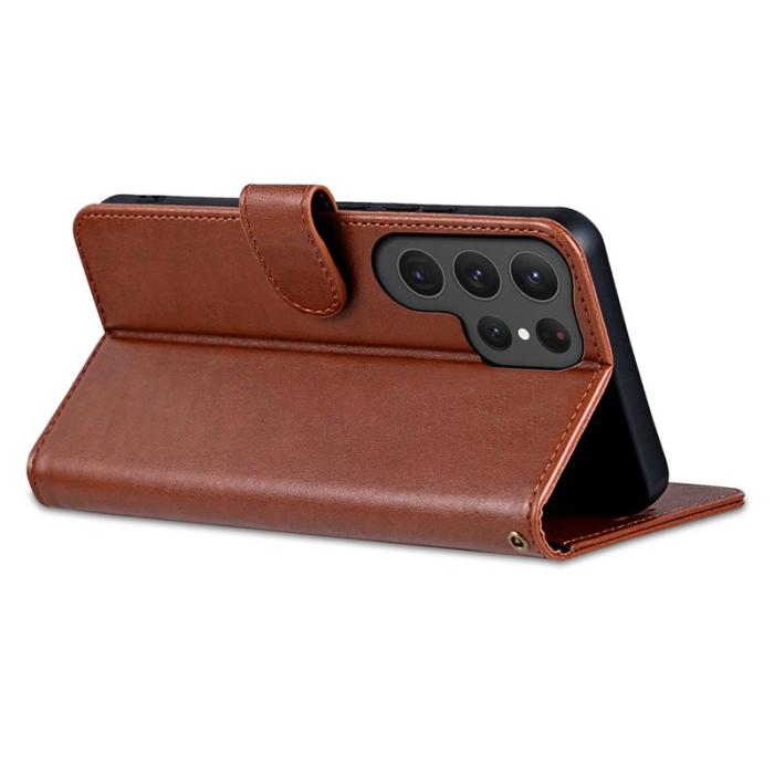 AZNS - AZNS Samsung Galaxy S25 Ultra Fodral Anti-Scratch Konstläder - Brun