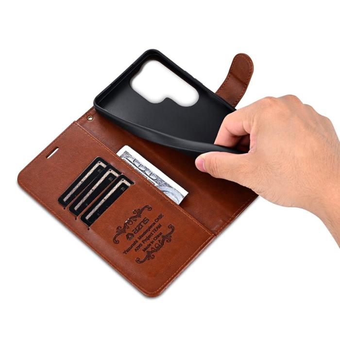 AZNS - AZNS Samsung Galaxy S25 Ultra Fodral Anti-Scratch Konstläder - Brun