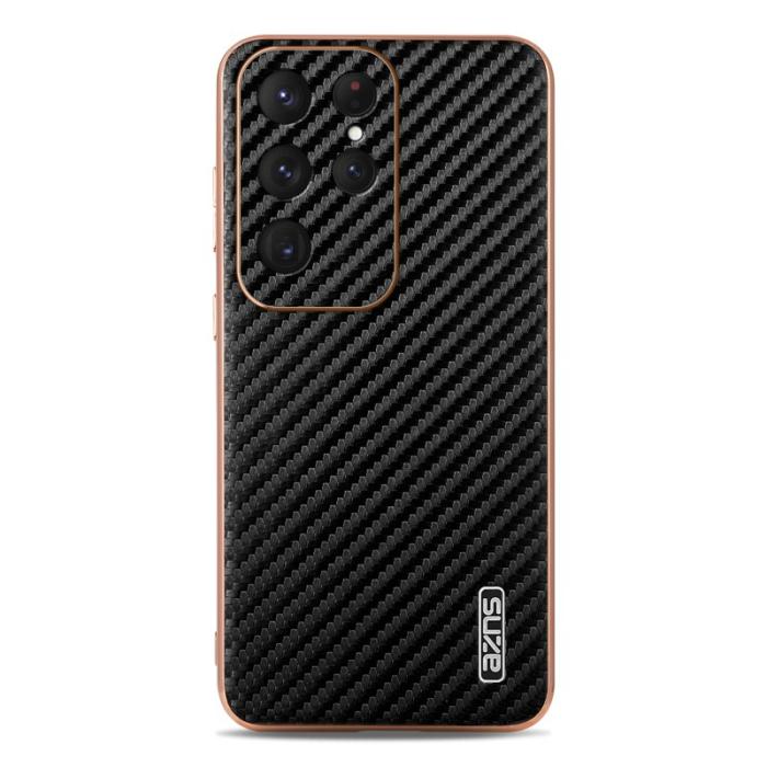 AZNS - AZNS Samsung Galaxy S25 Ultra Fodral - Elektropläterad Kolfiber PU+TPU - Svart