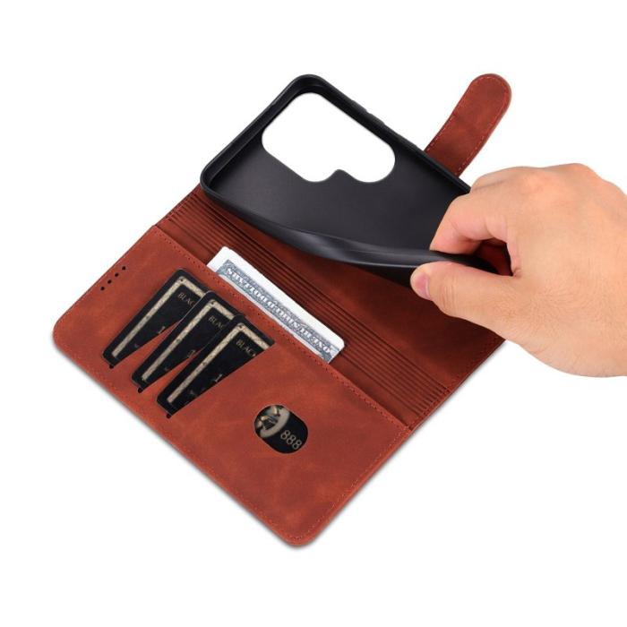 AZNS - AZNS Samsung Galaxy S25 Ultra Fodral PU Läder - Brun