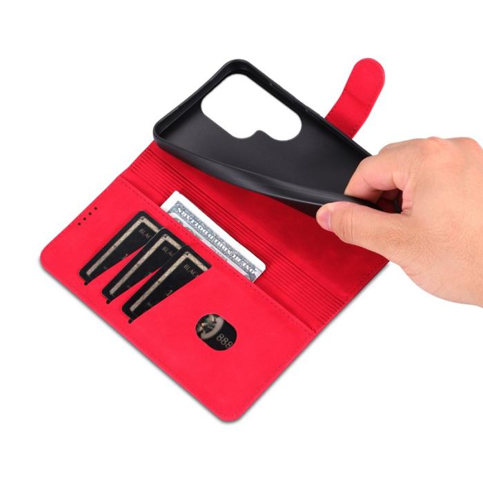 AZNS - AZNS Samsung Galaxy S25 Ultra Fodral PU Läder - Röd