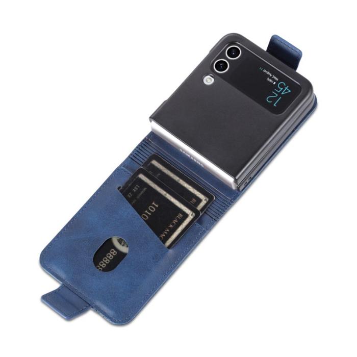 AZNS - AZNS Samsung Galaxy Z Flip3 5G Fodral Äkta läder - Blå