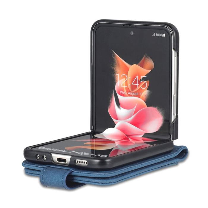 AZNS - AZNS Samsung Galaxy Z Flip3 5G Skal - PU Läder - Blå