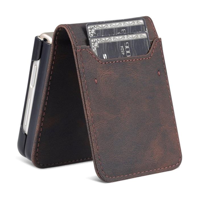AZNS - AZNS Samsung Galaxy Z Flip3 Fodral PU-läder - Brun