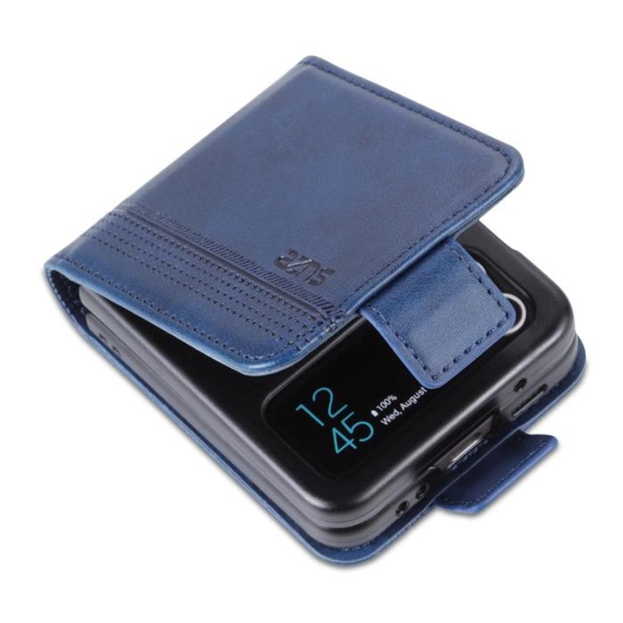 AZNS - AZNS Samsung Galaxy Z Flip4 Fodral Äkta läder - Blå