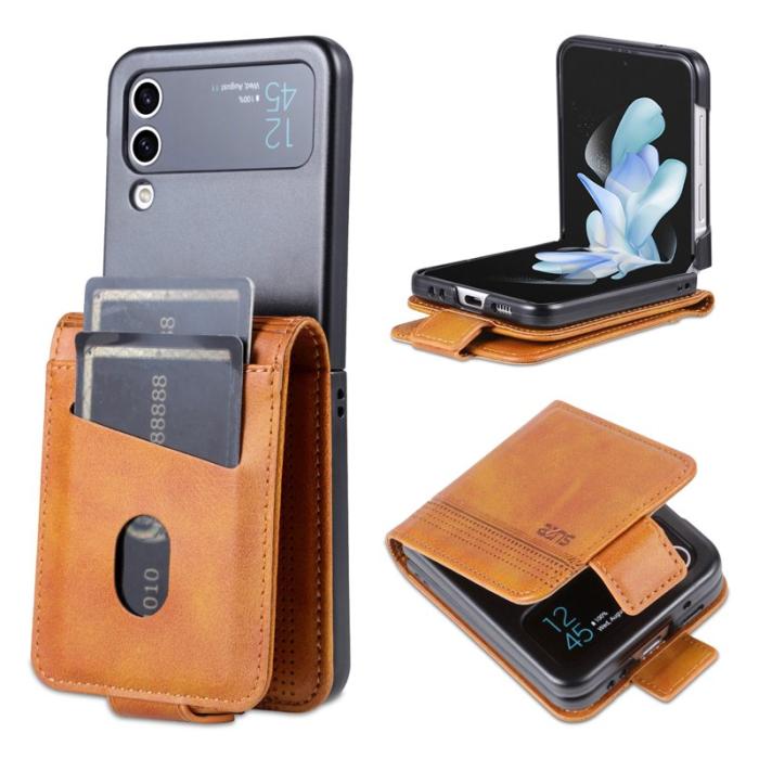 AZNS - AZNS Samsung Galaxy Z Flip4 Fodral Äkta läder - Brun